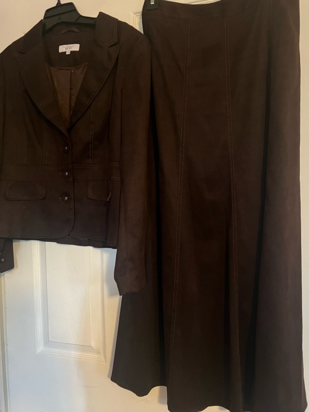 Next Chocolate Brown Suede Two-Piece Skirt Set - Picture 3 of 16